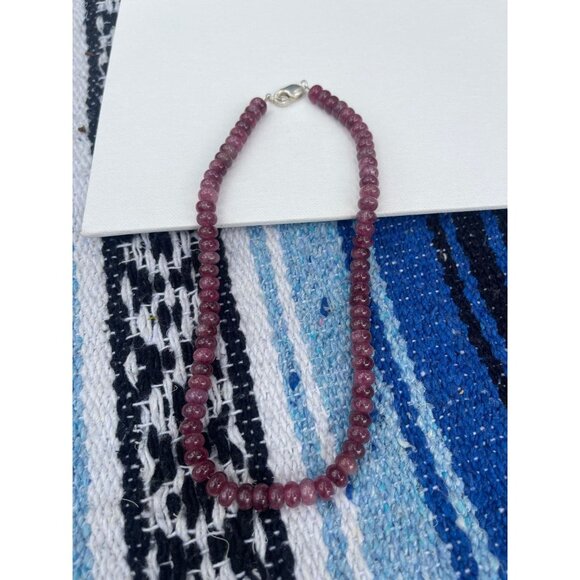 Rubellite Tourmaline Bead Necklace - Sterling Silver Clasp - Picture 3 of 4